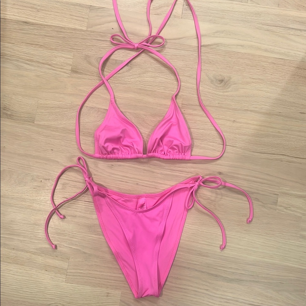 SKIMS Pink string tie Bikini Small